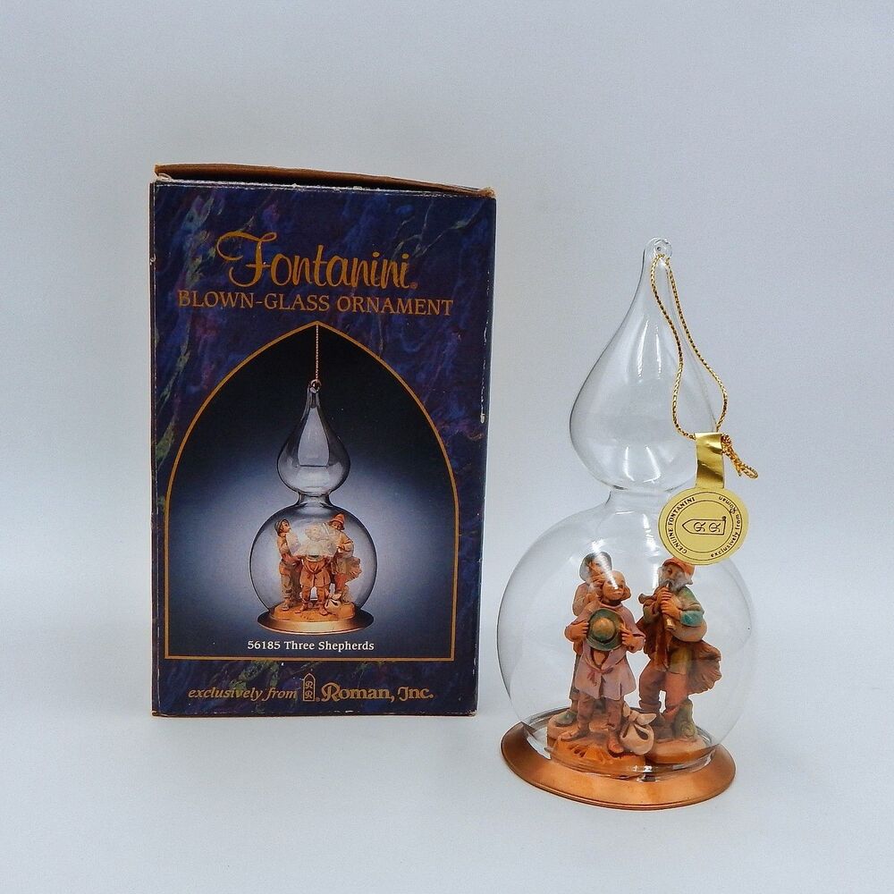 Fontanini Blown Glass Christmas Three Shepherds 6 Inch Ornament #56185 Nativity